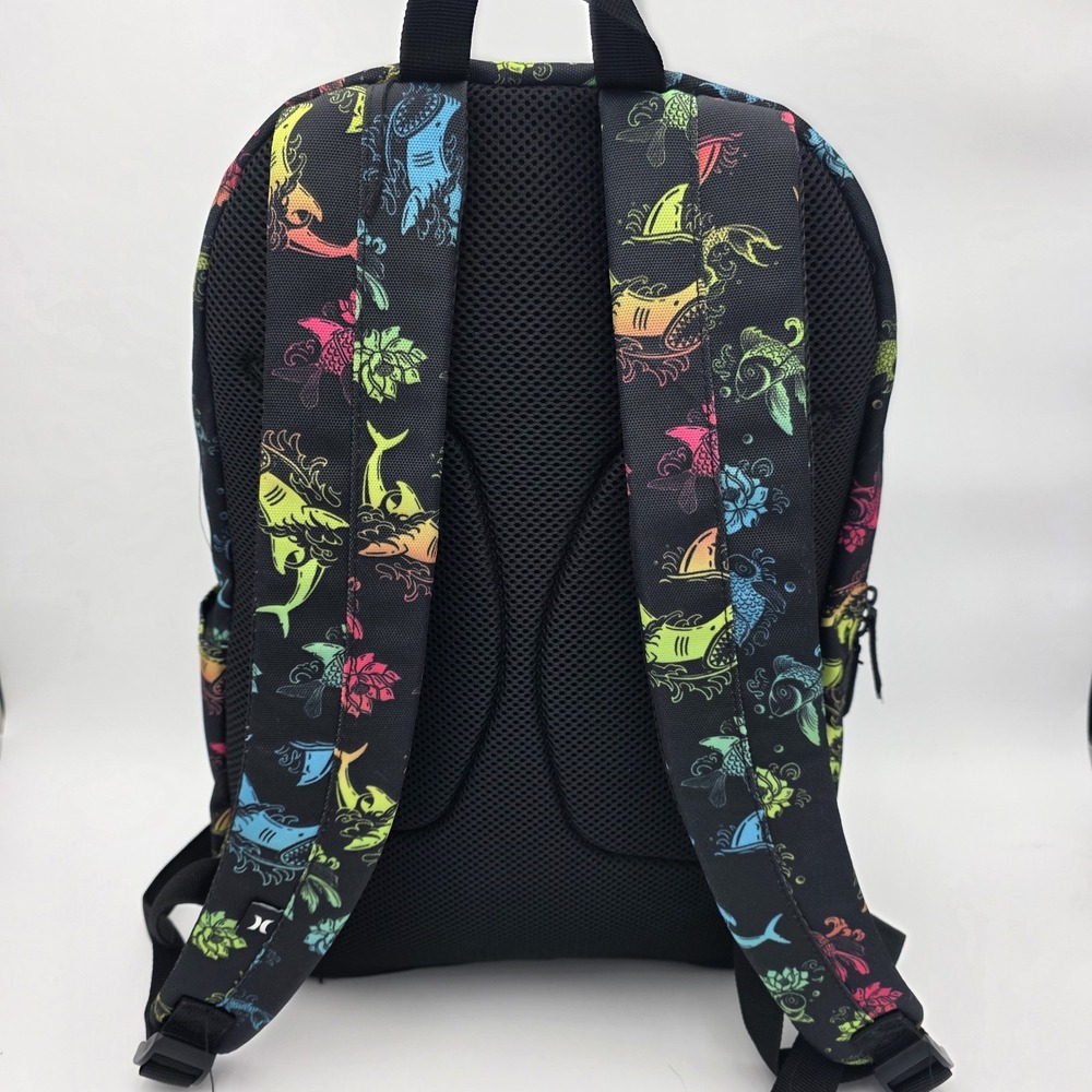 Hurley Underwater Aerial Backpack Unisex Bookbag Black Multicolor Ocean Theme - Picture 3 of 11